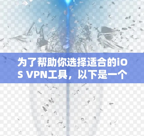 为了帮助你选择适合的iOS VPN工具,以下是一个分步骤的建议 为了帮助你选择适合的iOS VPN工具,以下是一个分步骤的建议