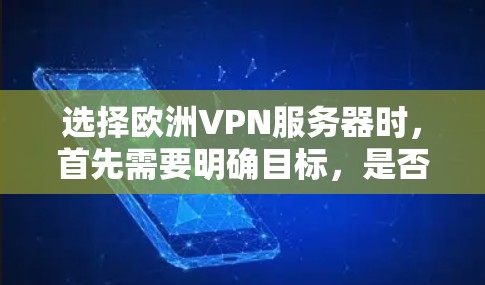 选择欧洲VPN服务器时，首先需要明确目标，是否需要加密、稳定性能、易于配置以及是否需要安全的网络连接。以下是一些选择关键点和建议